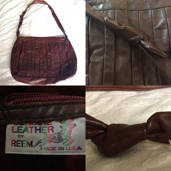 Reem Handbags - Vintage purse leather by Reem USA maroon brown